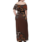 Personalised Aboriginal Art Kangaroo Symbol Off Shoulder Maxi Dress