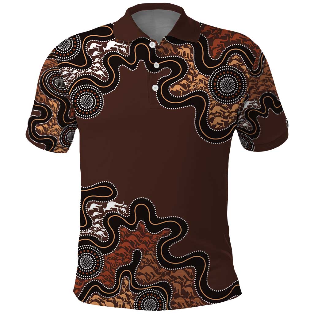 Personalised Aboriginal Art Kangaroo Symbol Polo Shirt