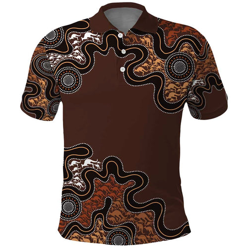 Personalised Aboriginal Art Kangaroo Symbol Polo Shirt