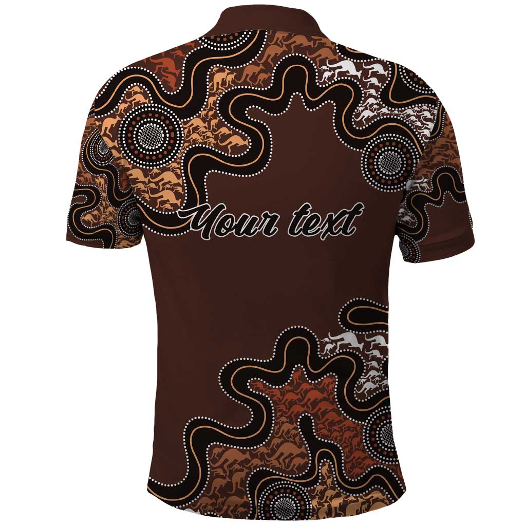 Personalised Aboriginal Art Kangaroo Symbol Polo Shirt