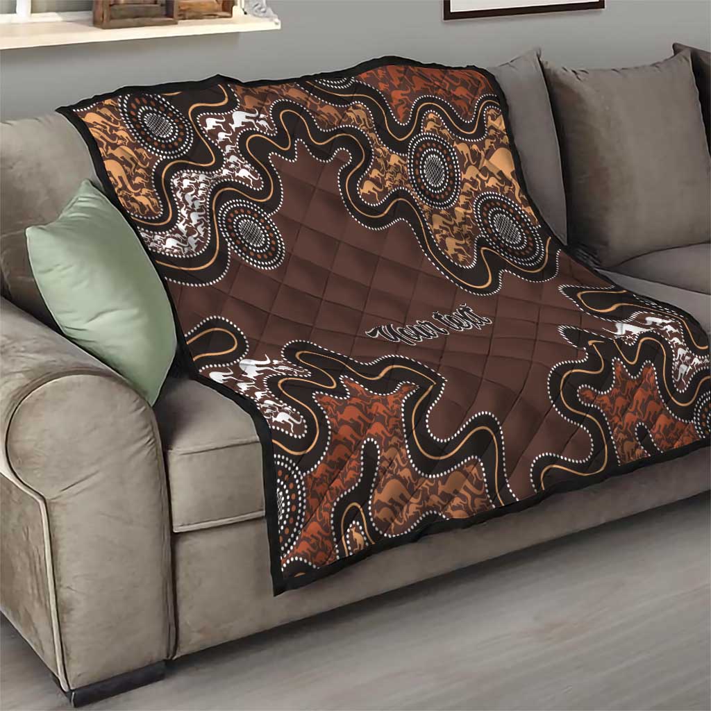 Personalised Aboriginal Art Kangaroo Symbol Quilt