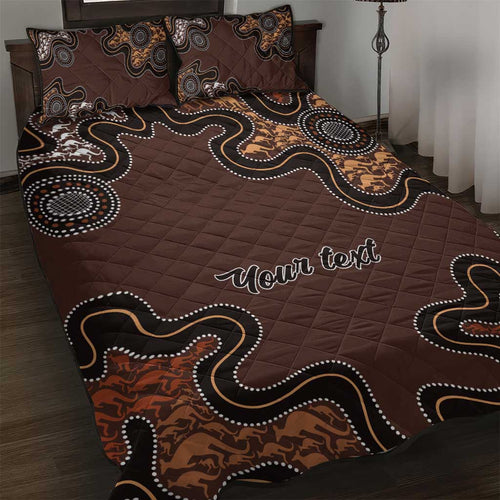 Personalised Aboriginal Art Kangaroo Symbol Quilt Bed Set