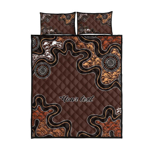 Personalised Aboriginal Art Kangaroo Symbol Quilt Bed Set