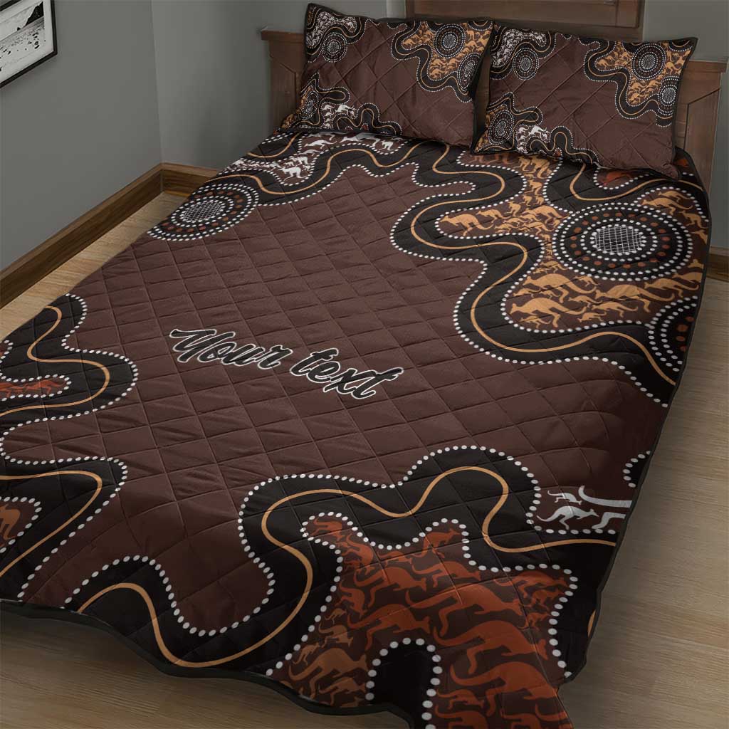 Personalised Aboriginal Art Kangaroo Symbol Quilt Bed Set