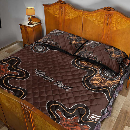 Personalised Aboriginal Art Kangaroo Symbol Quilt Bed Set