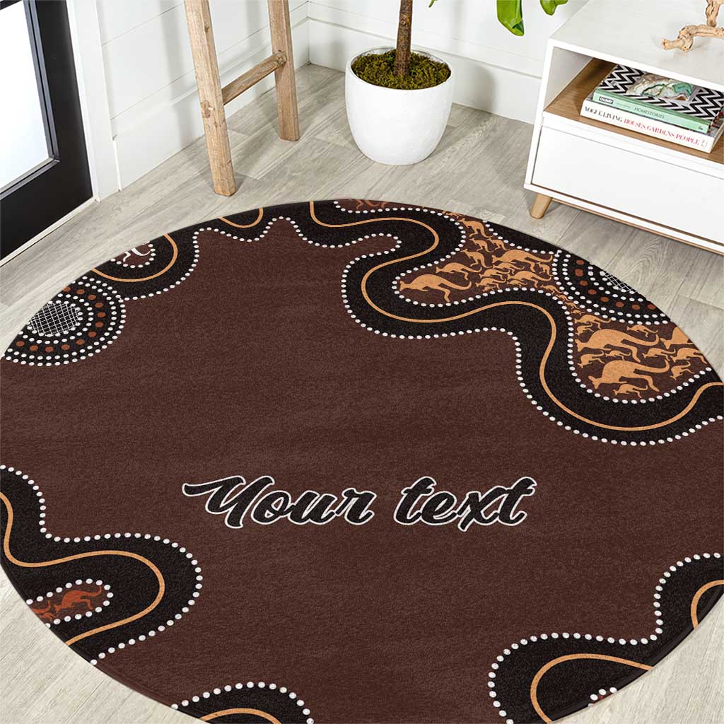 Personalised Aboriginal Art Kangaroo Symbol Round Carpet