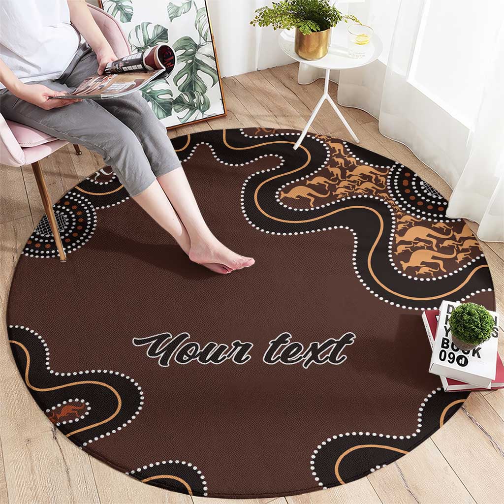 Personalised Aboriginal Art Kangaroo Symbol Round Carpet