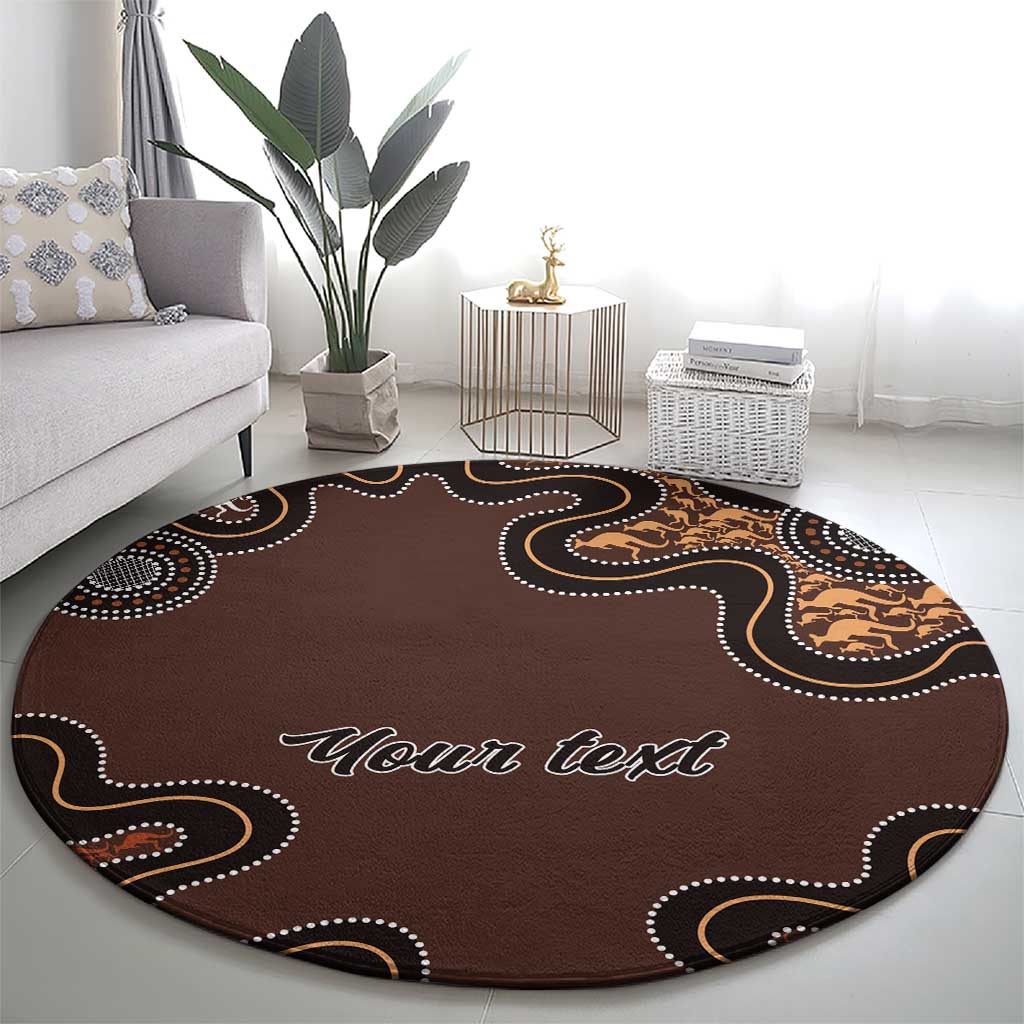 Personalised Aboriginal Art Kangaroo Symbol Round Carpet