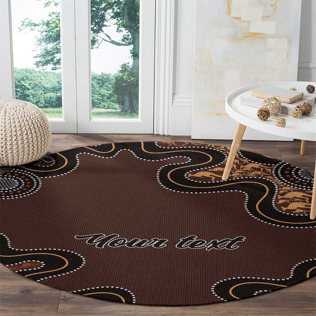 Personalised Aboriginal Art Kangaroo Symbol Round Carpet