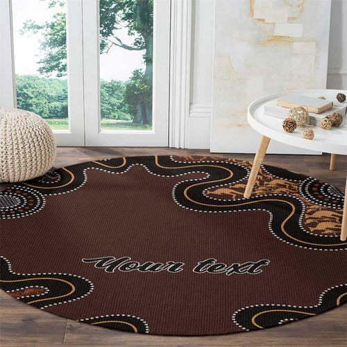 Personalised Aboriginal Art Kangaroo Symbol Round Carpet
