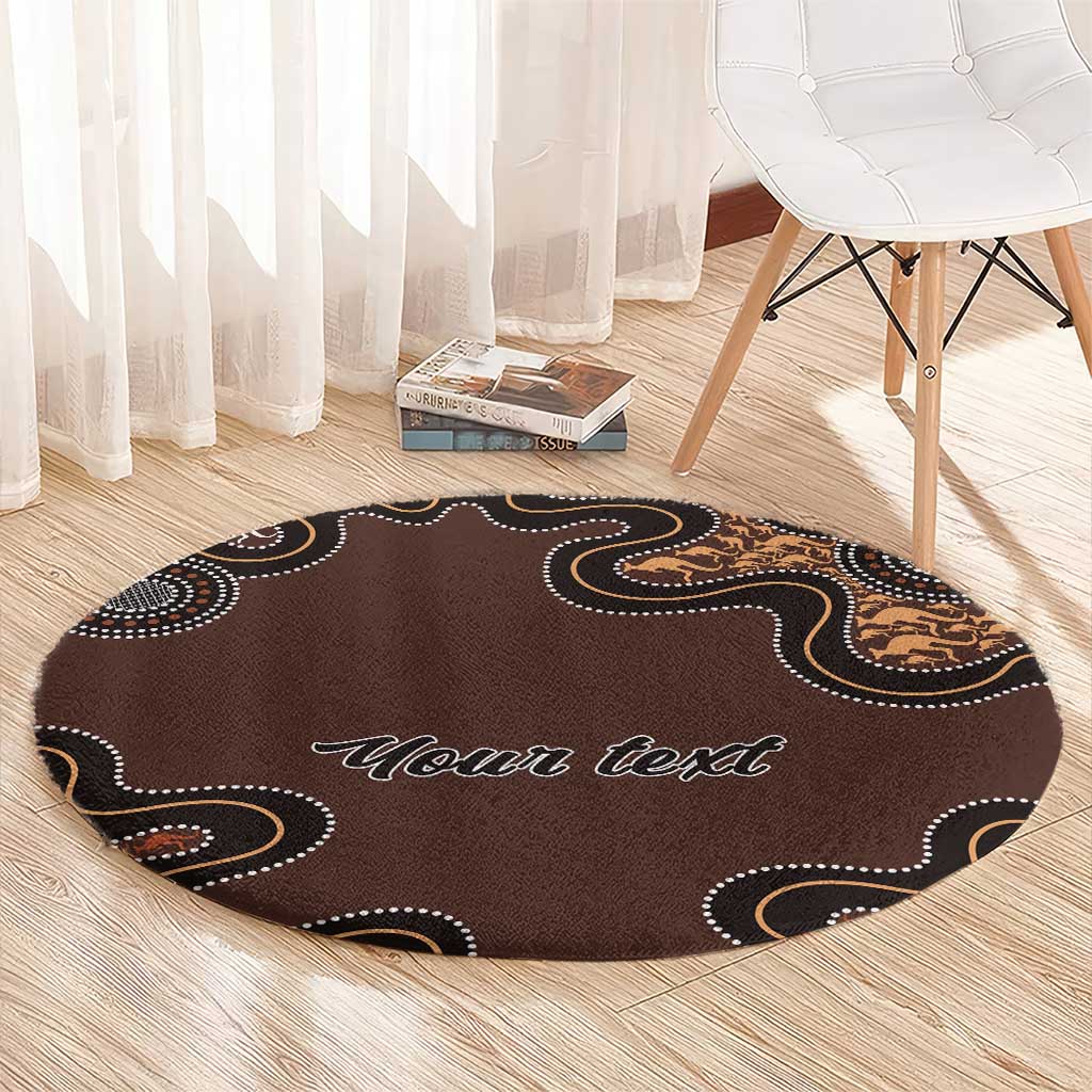 Personalised Aboriginal Art Kangaroo Symbol Round Carpet