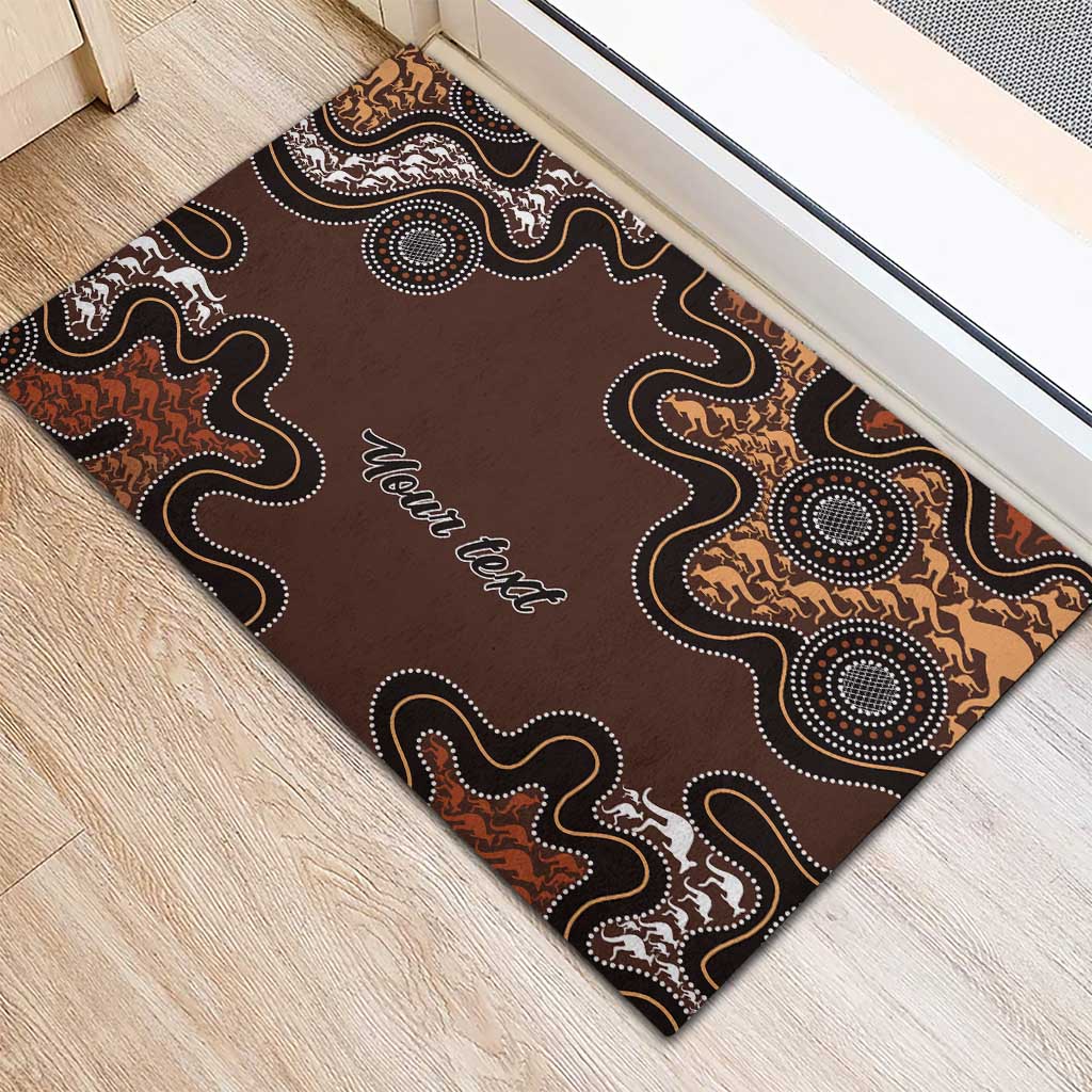 Personalised Aboriginal Art Kangaroo Symbol Rubber Doormat