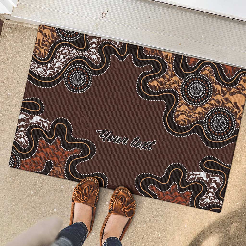Personalised Aboriginal Art Kangaroo Symbol Rubber Doormat