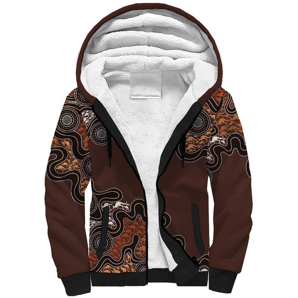 Personalised Aboriginal Art Kangaroo Symbol Sherpa Hoodie
