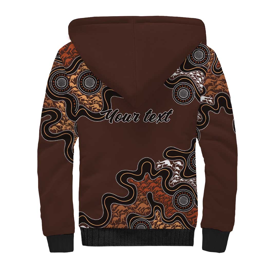 Personalised Aboriginal Art Kangaroo Symbol Sherpa Hoodie