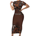 Personalised Aboriginal Art Kangaroo Symbol Short Sleeve Bodycon Dress