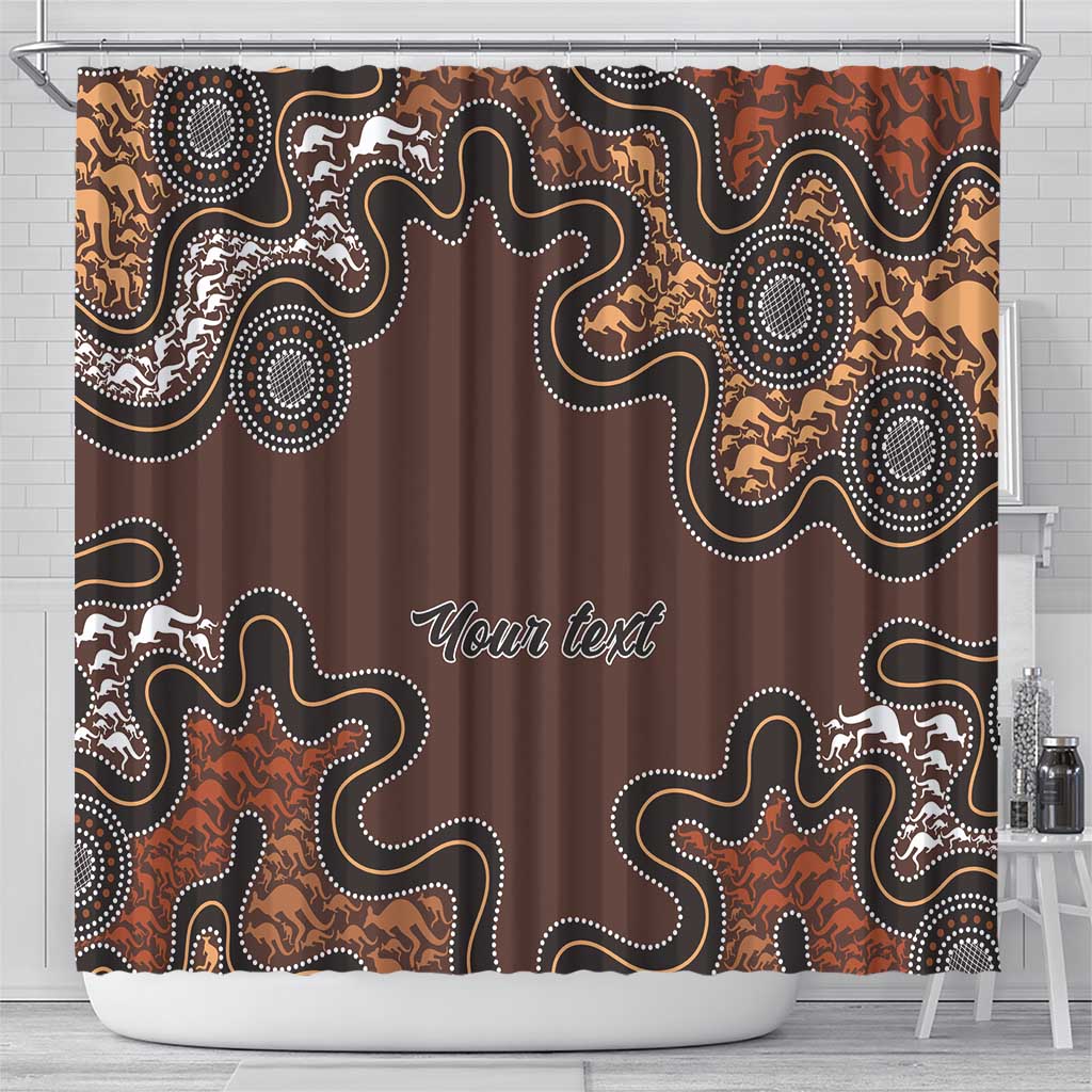 Personalised Aboriginal Art Kangaroo Symbol Shower Curtain