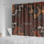 Personalised Aboriginal Art Kangaroo Symbol Shower Curtain