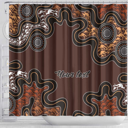 Personalised Aboriginal Art Kangaroo Symbol Shower Curtain