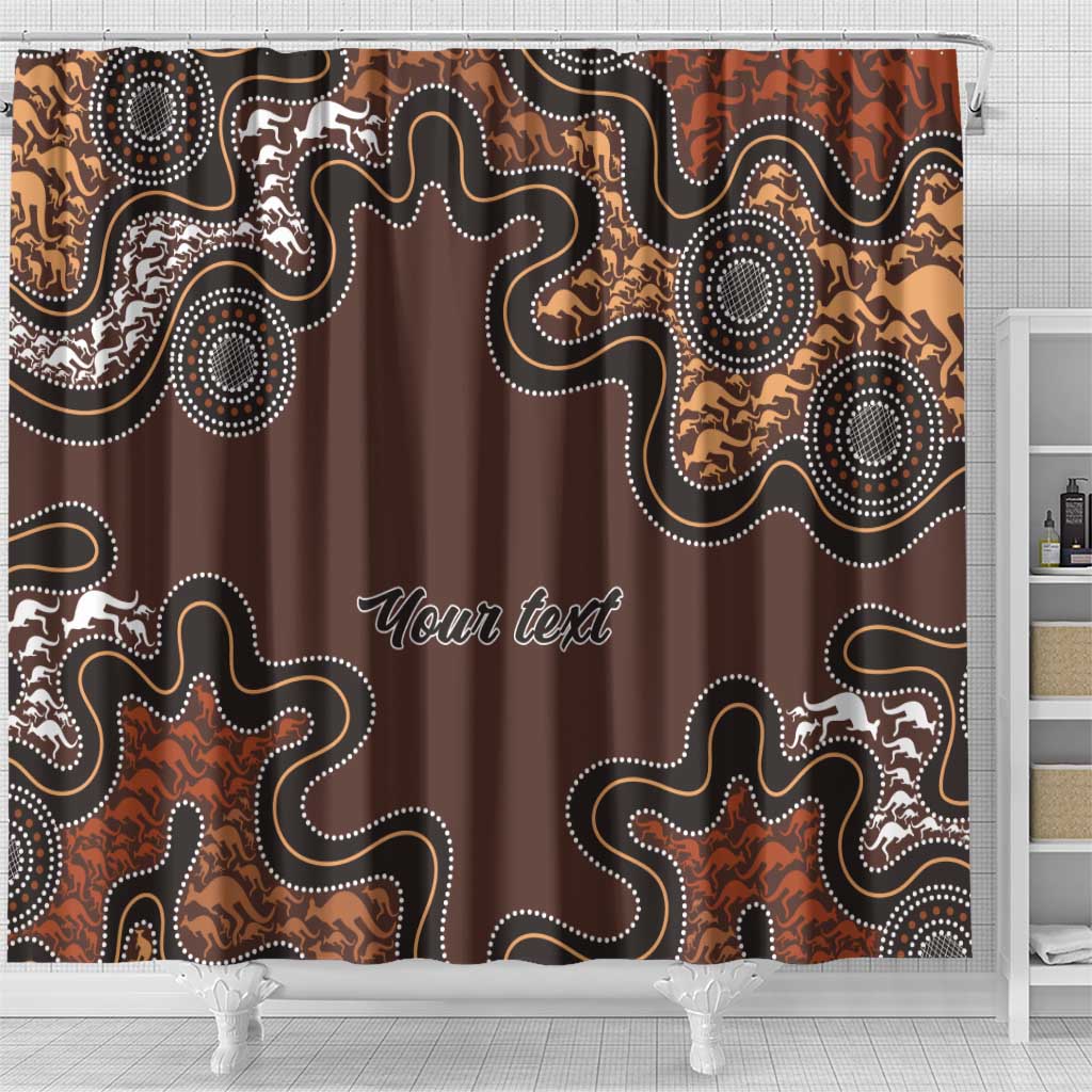 Personalised Aboriginal Art Kangaroo Symbol Shower Curtain
