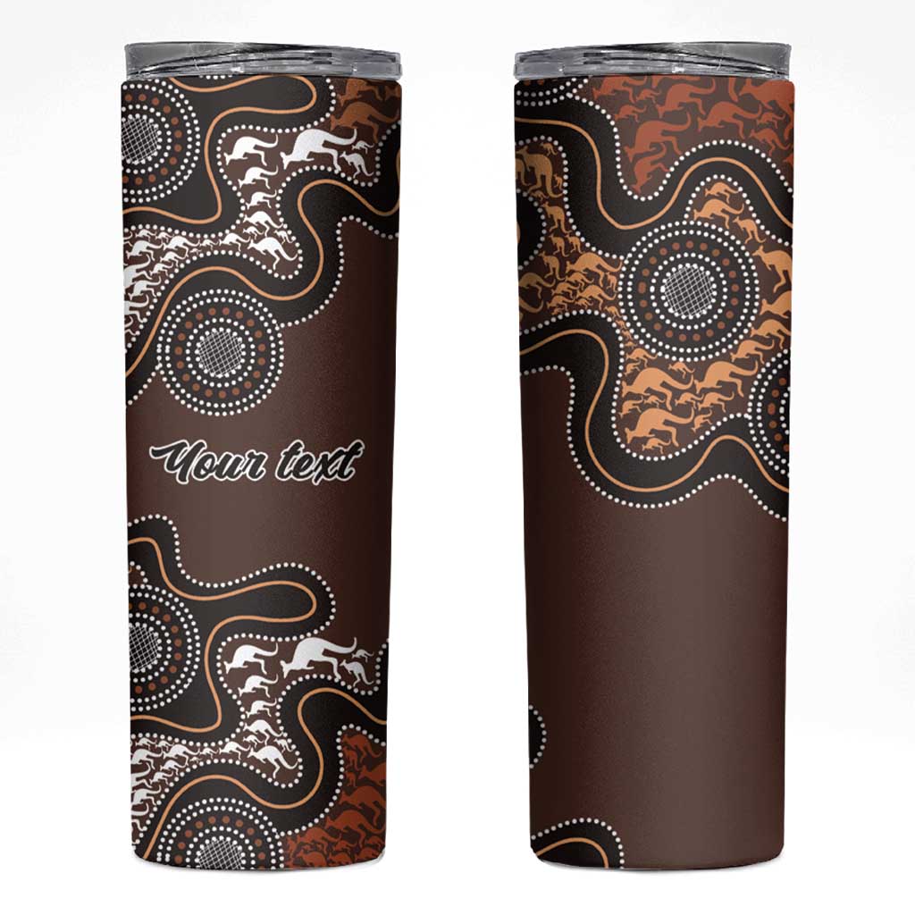 Personalised Aboriginal Art Kangaroo Symbol Skinny Tumbler