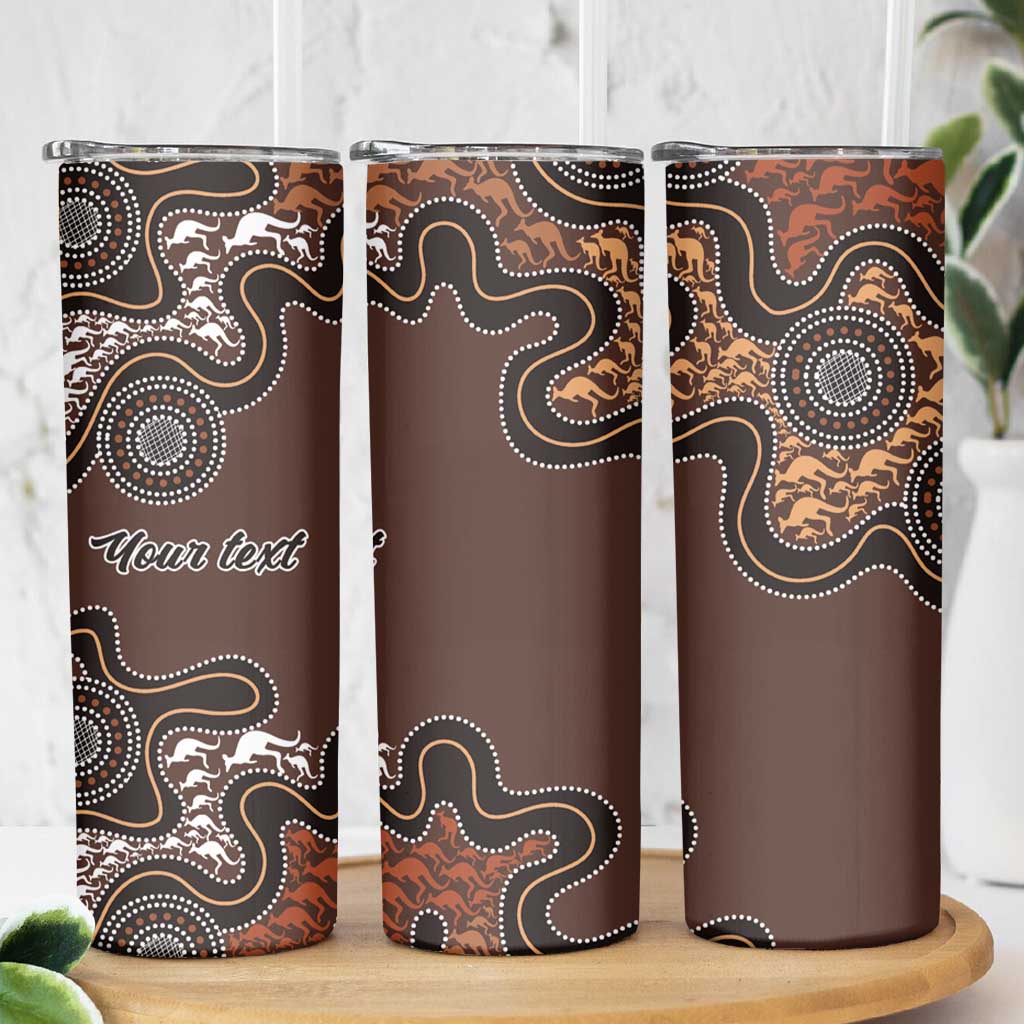 Personalised Aboriginal Art Kangaroo Symbol Skinny Tumbler