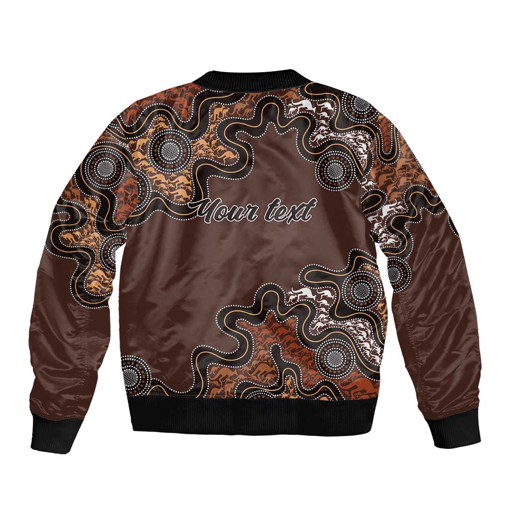Personalised Aboriginal Art Kangaroo Symbol Sleeve Zip Bomber Jacket