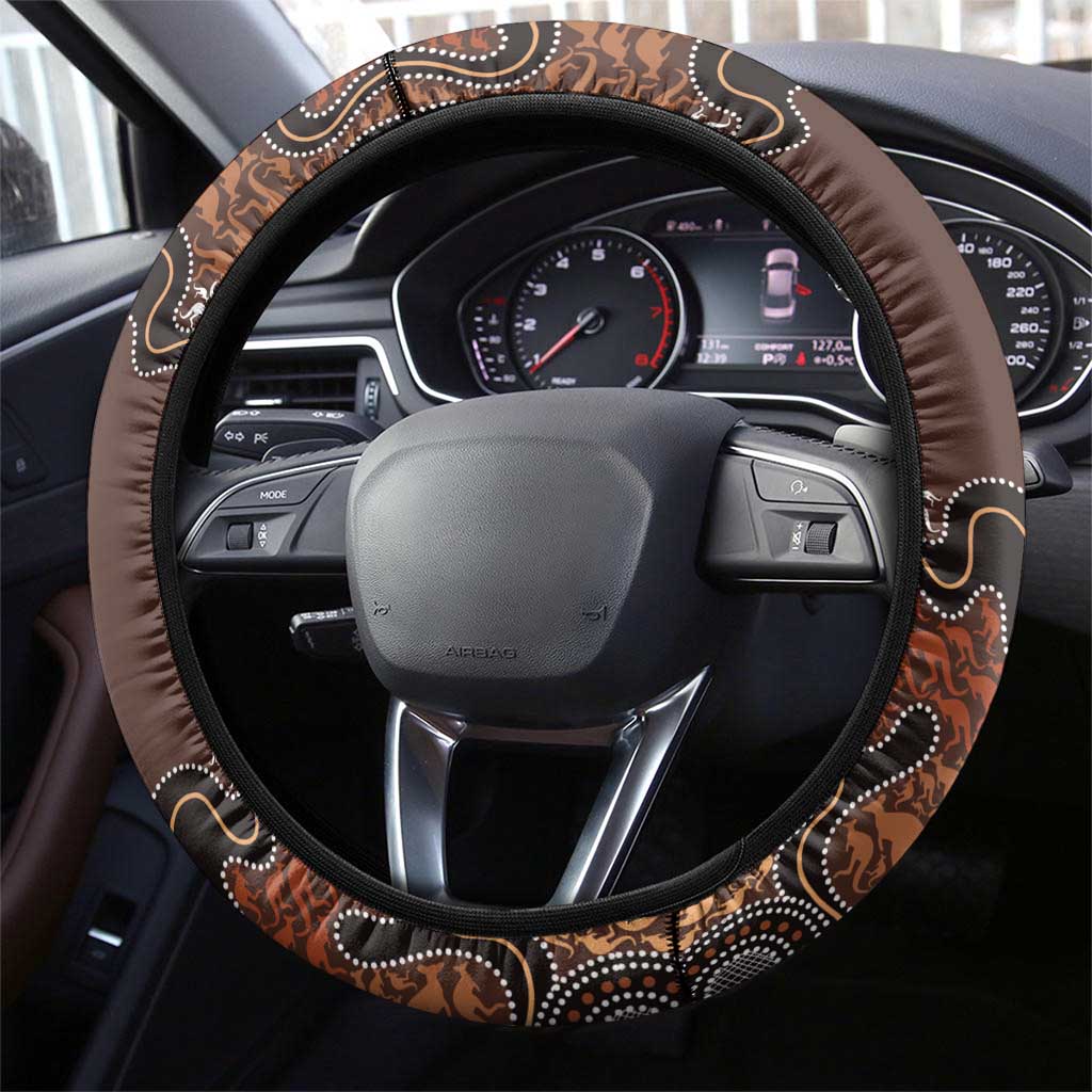 Aboriginal Art Kangaroo Symbol Steering Wheel Cover