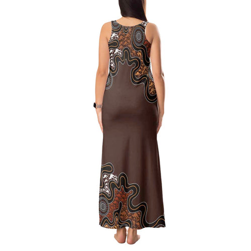 Personalised Aboriginal Art Kangaroo Symbol Tank Maxi Dress