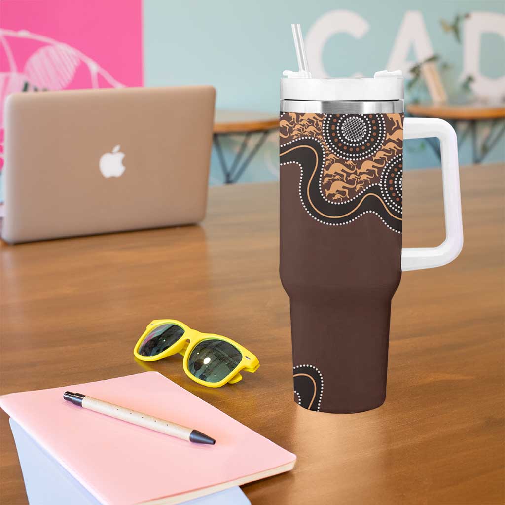 Personalised Aboriginal Art Kangaroo Symbol Tumbler With Handle