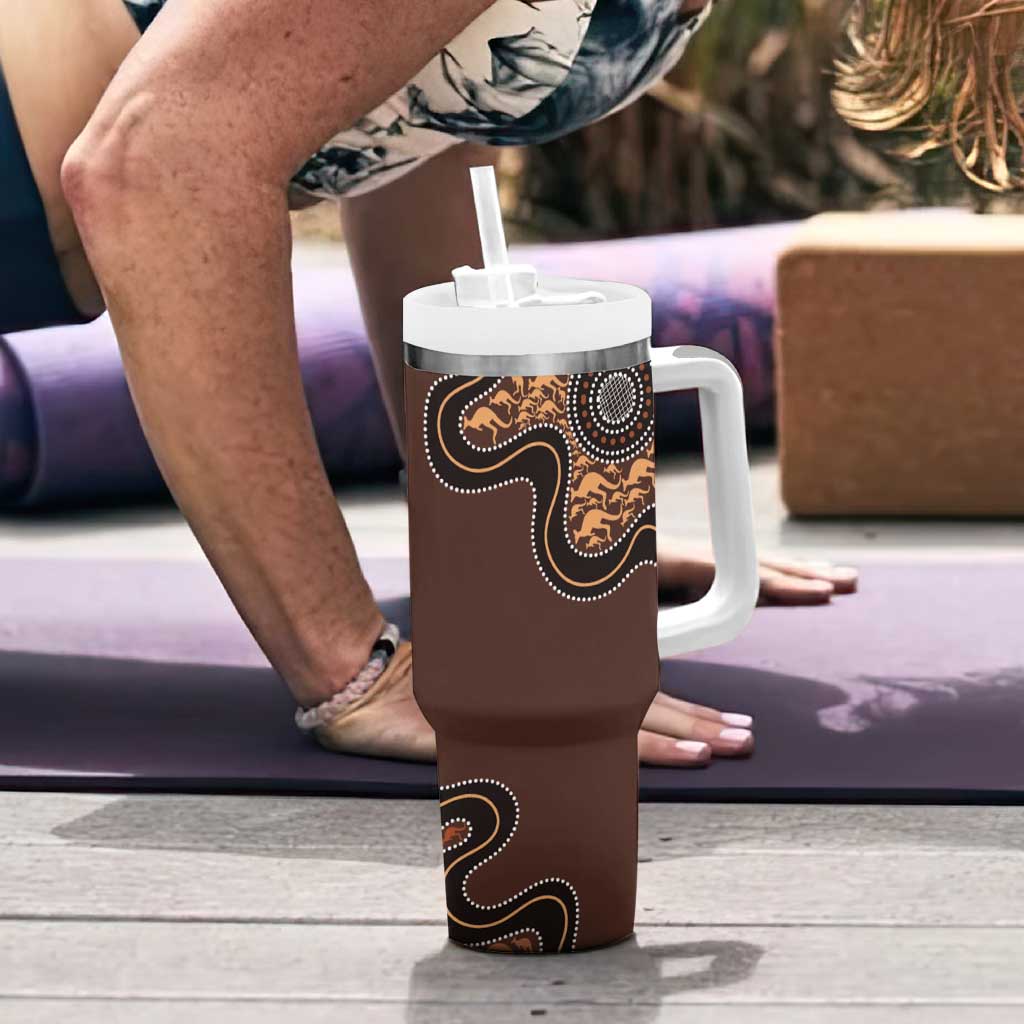 Personalised Aboriginal Art Kangaroo Symbol Tumbler With Handle