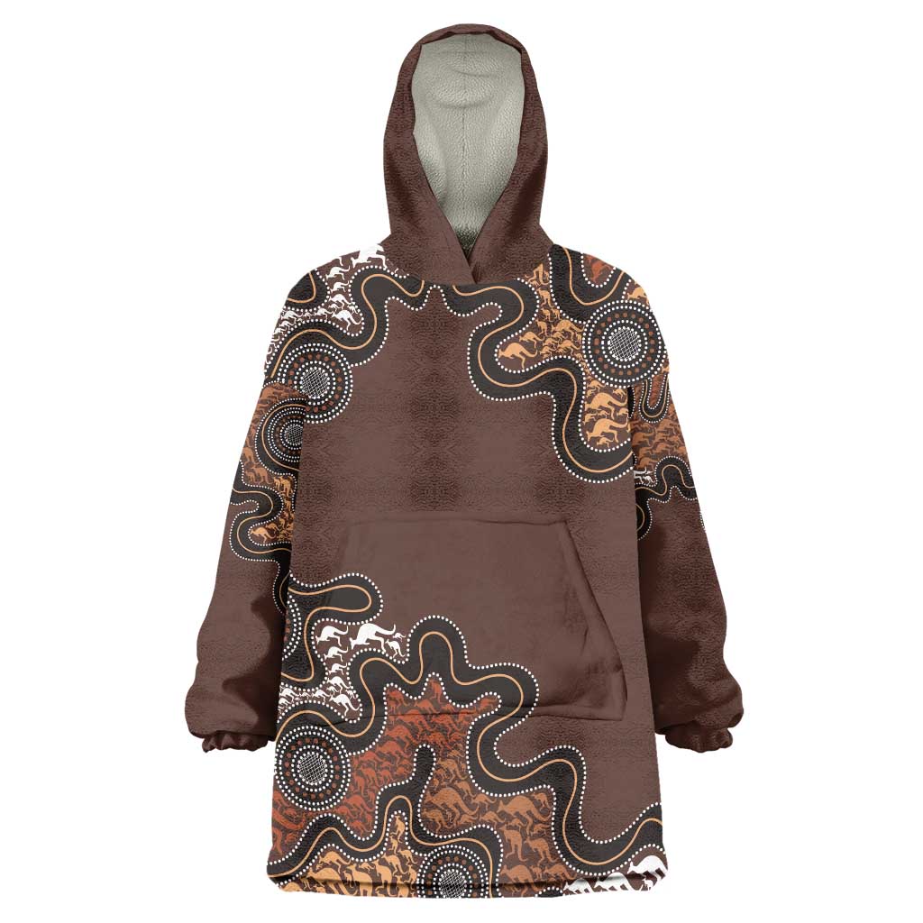 Personalised Aboriginal Art Kangaroo Symbol Wearable Blanket Hoodie