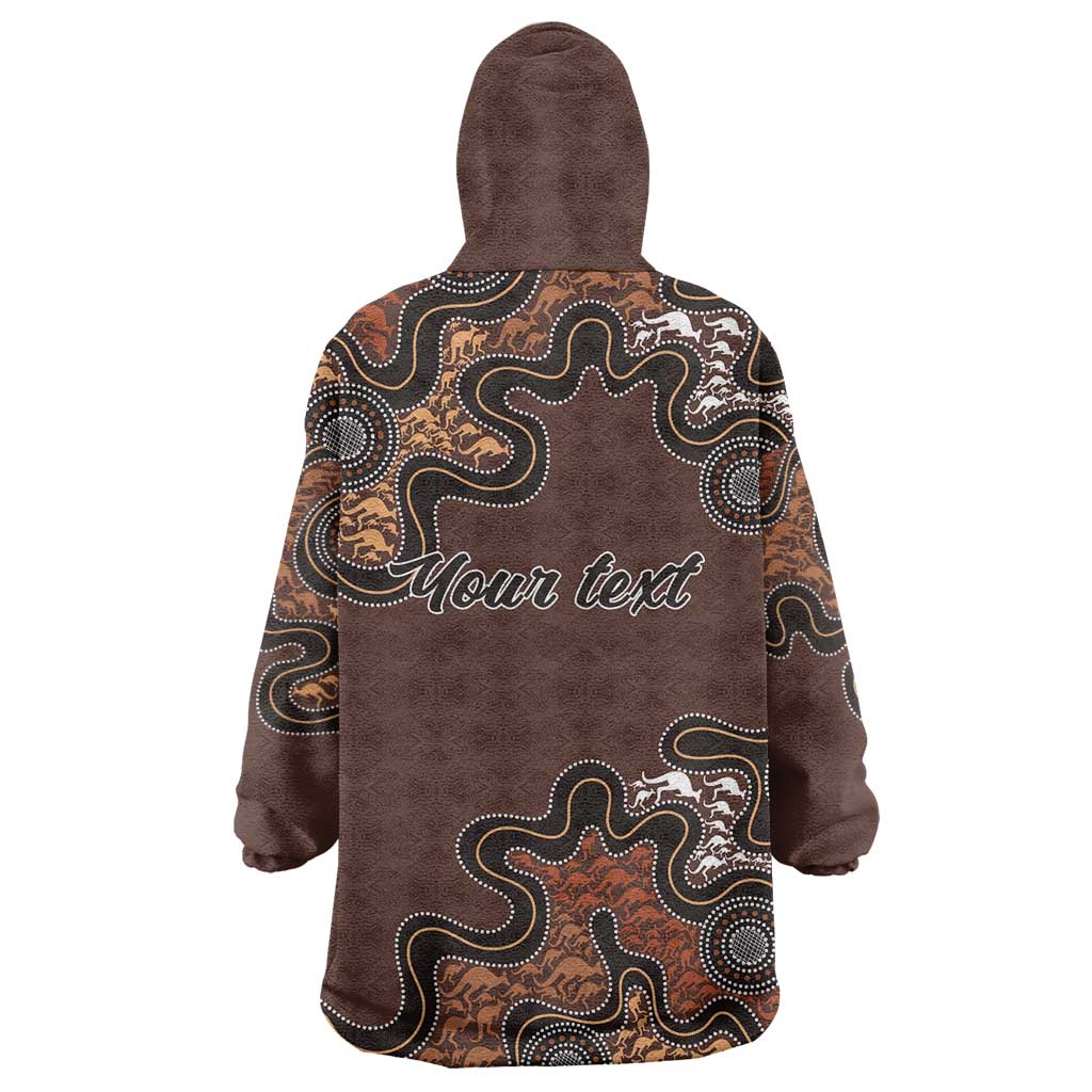 Personalised Aboriginal Art Kangaroo Symbol Wearable Blanket Hoodie