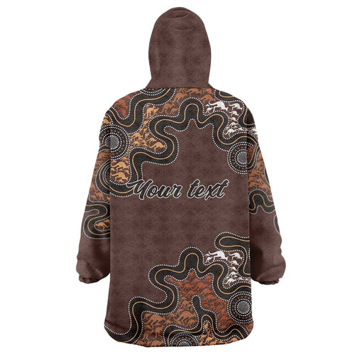 Personalised Aboriginal Art Kangaroo Symbol Wearable Blanket Hoodie