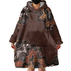 Personalised Aboriginal Art Kangaroo Symbol Wearable Blanket Hoodie