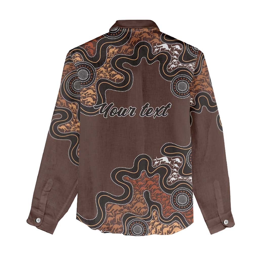 Personalised Aboriginal Art Kangaroo Symbol Women Casual Shirt