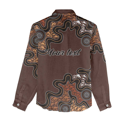 Personalised Aboriginal Art Kangaroo Symbol Women Casual Shirt