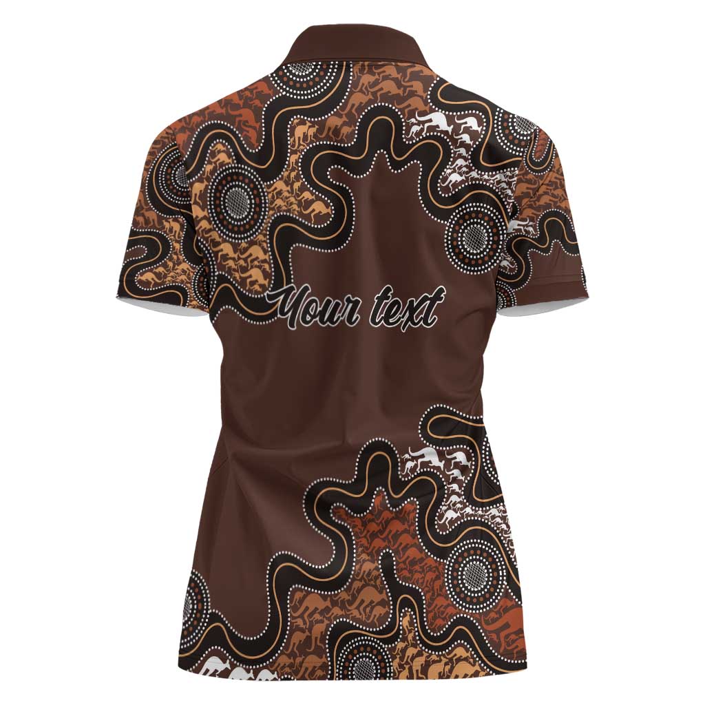 Personalised Aboriginal Art Kangaroo Symbol Women Polo Shirt
