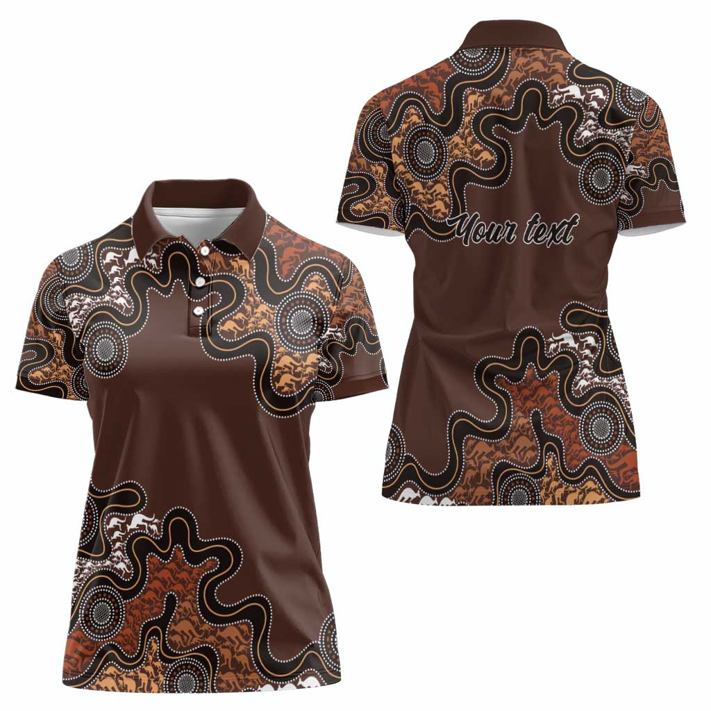 Personalised Aboriginal Art Kangaroo Symbol Women Polo Shirt