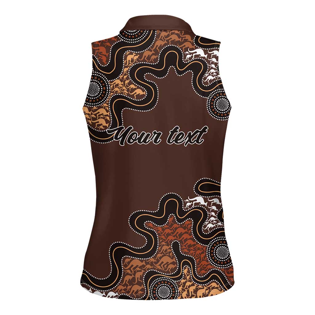 Personalised Aboriginal Art Kangaroo Symbol Women Sleeveless Polo Shirt