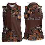Personalised Aboriginal Art Kangaroo Symbol Women Sleeveless Polo Shirt