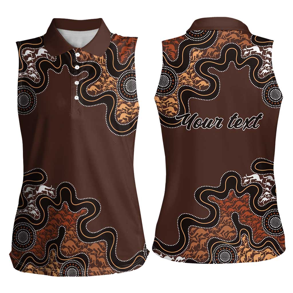 Personalised Aboriginal Art Kangaroo Symbol Women Sleeveless Polo Shirt