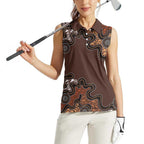 Personalised Aboriginal Art Kangaroo Symbol Women Sleeveless Polo Shirt