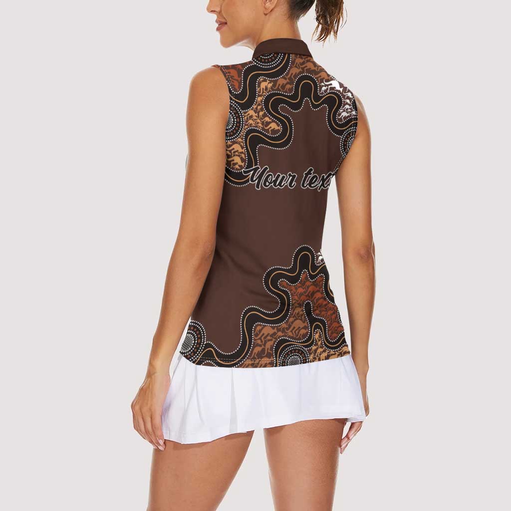 Personalised Aboriginal Art Kangaroo Symbol Women Sleeveless Polo Shirt