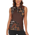 Personalised Aboriginal Art Kangaroo Symbol Women Sleeveless Polo Shirt