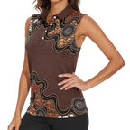 Personalised Aboriginal Art Kangaroo Symbol Women Sleeveless Polo Shirt