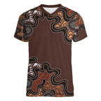 Personalised Aboriginal Art Kangaroo Symbol Women V-Neck T-Shirt