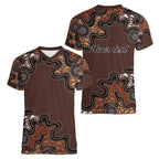 Personalised Aboriginal Art Kangaroo Symbol Women V-Neck T-Shirt