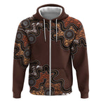 Personalised Aboriginal Art Kangaroo Symbol Zip Hoodie
