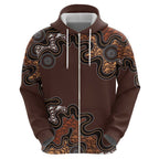 Personalised Aboriginal Art Kangaroo Symbol Zip Hoodie